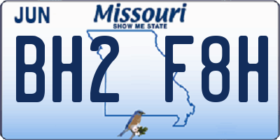 MO license plate BH2F8H