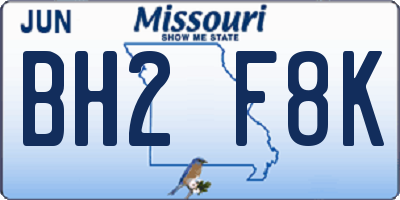 MO license plate BH2F8K