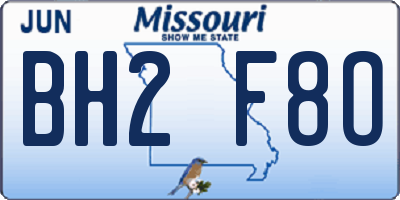 MO license plate BH2F8O