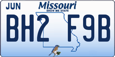 MO license plate BH2F9B
