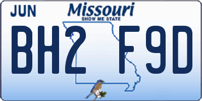 MO license plate BH2F9D