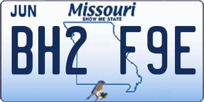 MO license plate BH2F9E