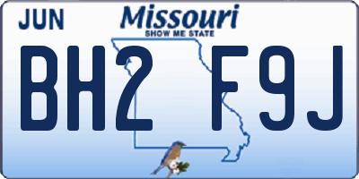 MO license plate BH2F9J