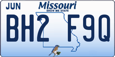 MO license plate BH2F9Q