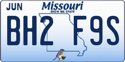MO license plate BH2F9S