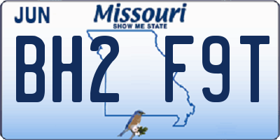 MO license plate BH2F9T
