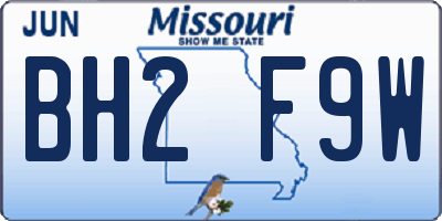 MO license plate BH2F9W