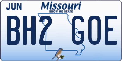 MO license plate BH2G0E