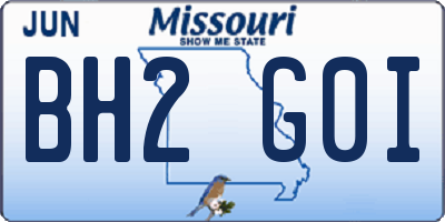MO license plate BH2G0I