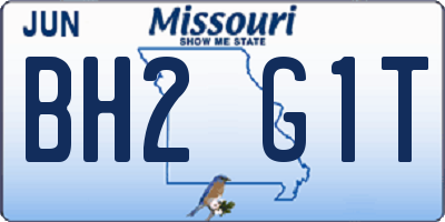 MO license plate BH2G1T