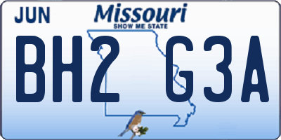 MO license plate BH2G3A