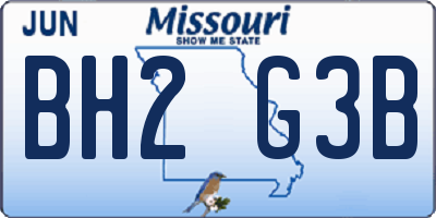 MO license plate BH2G3B