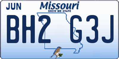 MO license plate BH2G3J