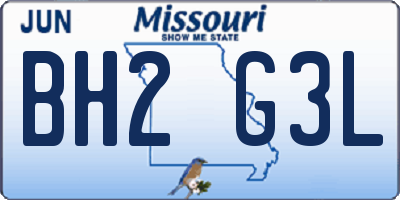 MO license plate BH2G3L