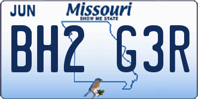MO license plate BH2G3R