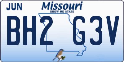 MO license plate BH2G3V