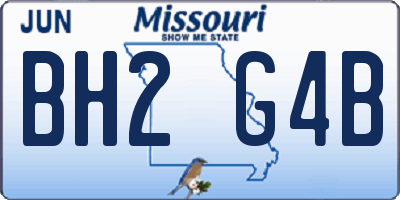MO license plate BH2G4B