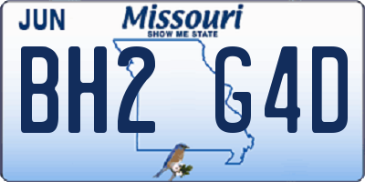 MO license plate BH2G4D