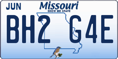 MO license plate BH2G4E