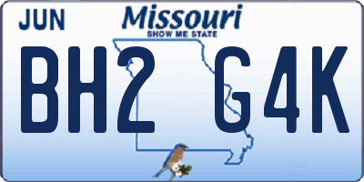 MO license plate BH2G4K