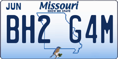 MO license plate BH2G4M