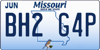 MO license plate BH2G4P