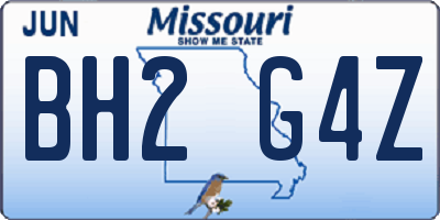 MO license plate BH2G4Z