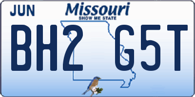 MO license plate BH2G5T