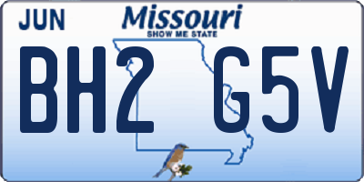MO license plate BH2G5V