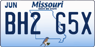 MO license plate BH2G5X