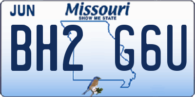 MO license plate BH2G6U
