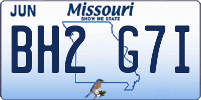 MO license plate BH2G7I