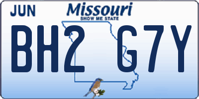 MO license plate BH2G7Y