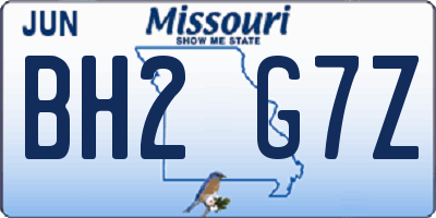 MO license plate BH2G7Z