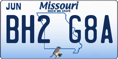 MO license plate BH2G8A