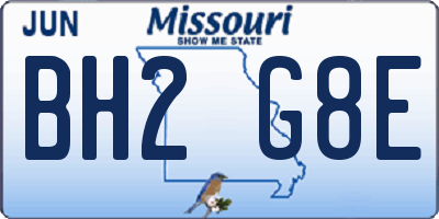 MO license plate BH2G8E