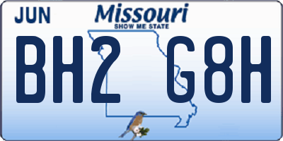 MO license plate BH2G8H