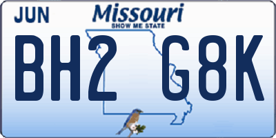 MO license plate BH2G8K