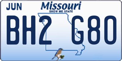 MO license plate BH2G8O