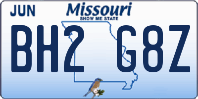 MO license plate BH2G8Z