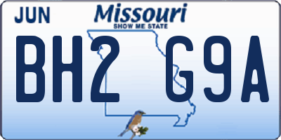 MO license plate BH2G9A
