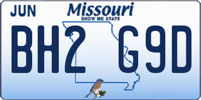 MO license plate BH2G9D