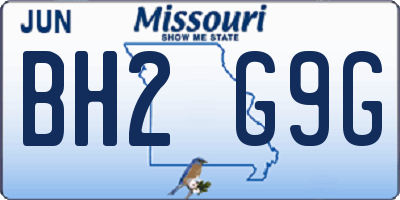 MO license plate BH2G9G