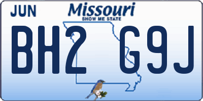 MO license plate BH2G9J