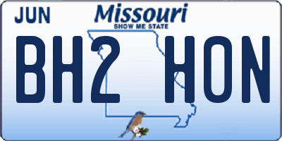 MO license plate BH2H0N