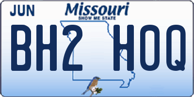 MO license plate BH2H0Q