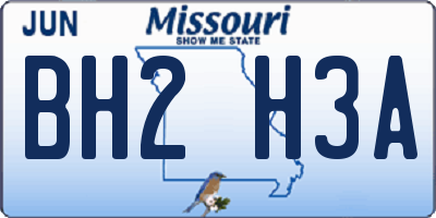 MO license plate BH2H3A