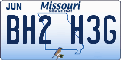 MO license plate BH2H3G
