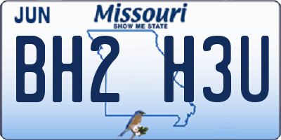 MO license plate BH2H3U
