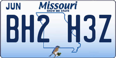 MO license plate BH2H3Z